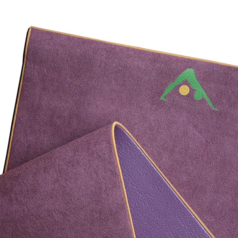 AURORAE Synergy 2in1 Hot Yoga Mat with integrated Non Slip Microfiber Towel. No Slipping No Bunching/Odor Patent Protected, Machine Washable. AMETHYST - Image 3